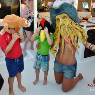 Having fun on catamaran