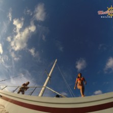 Girl on board catamaran
