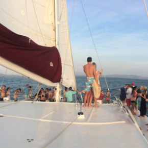Tourists on catamaran