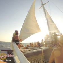 Tourists on catamaran tour