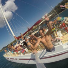 Toursists on Marlin del Rey catamaran