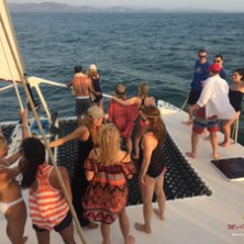 Guests on board catamaran