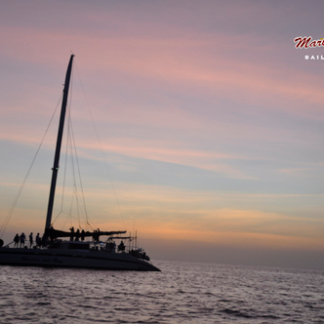 Catamaran during sunset